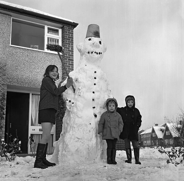 Giant snowman at Marton, Middlesbrough. 1971