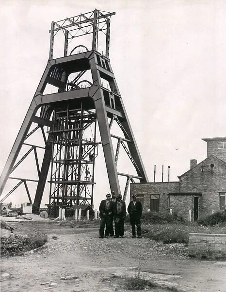 Giant winding wheels top the 200-foot high head gear at Bates Colliery, Blyth. 0