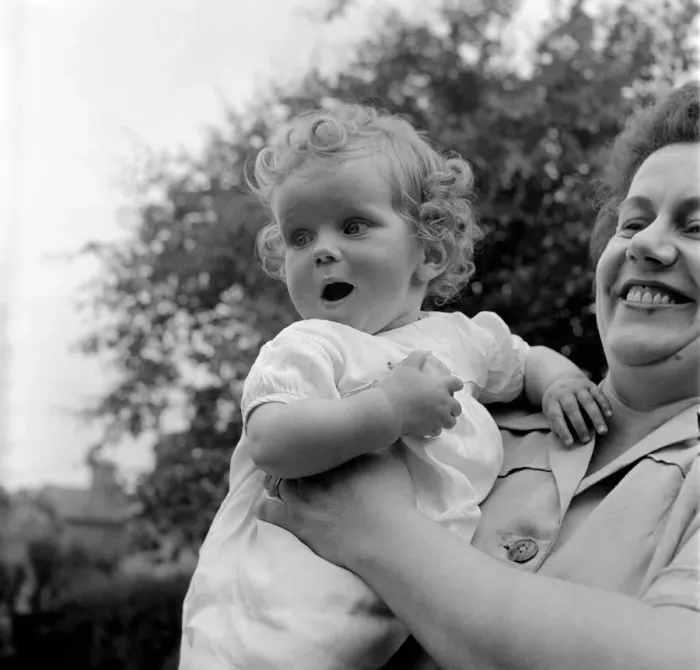 Framed Print : Gillian Rhodes of Stratford, Lancashire is just 12 months old