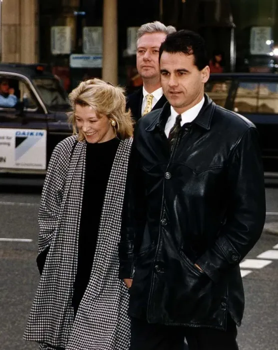 Framed Print : Gillian Taylforth Actress from TV Eastenders arriving at court with boyfriend Geoff