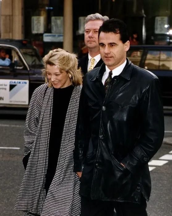 Framed Print : Gillian Taylforth Actress from TV Eastenders arriving at court with boyfriend Geoff