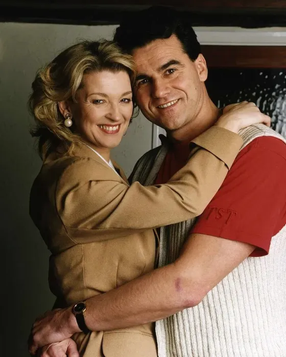 Framed Print : Gillian Taylforth actress who stars in Eastenders tv programme with boyfriend Geoff