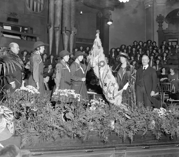 Framed Print : Girl Guides of the 13th Camberwell group seen here being presented with the Princess Mary Framed Print : Girl Guides of the 13th Camberwell group seen here being presented with the Princess Mary