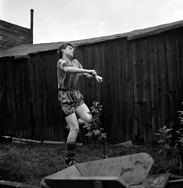 Girl soccer player Margaret Parkes. 1956 A509-002