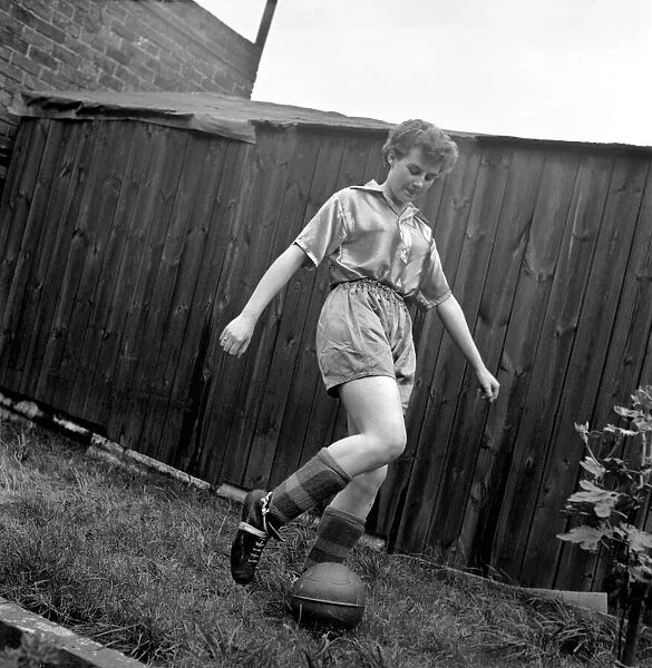 Girl soccer player Margaret Parkes. 1956 A509
