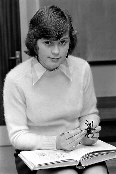 Girl with Spider: Rare Bird: Jane Berry, 17. Jane studies a tropical 'bird'