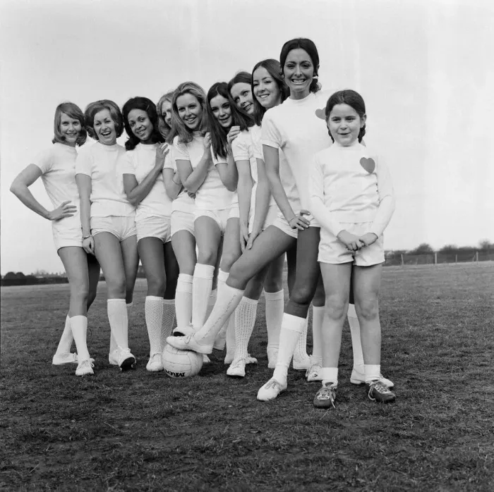 Framed Print : Girls from Anne Scott Model Agency play football against a team from Sweetheart Plastics Framed Print : Girls from Anne Scott Model Agency play football against a team from Sweetheart Plastics