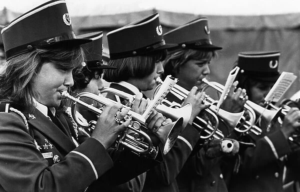 Girls playing brass instruments. St Helens show. Sherdley Park, St Helen, Merseyside