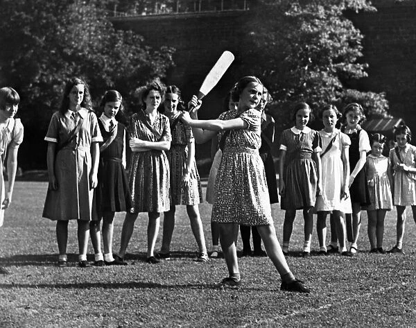 Girls of St Edmunds Collage Liverpool, playing rounders in the grounds of the collage