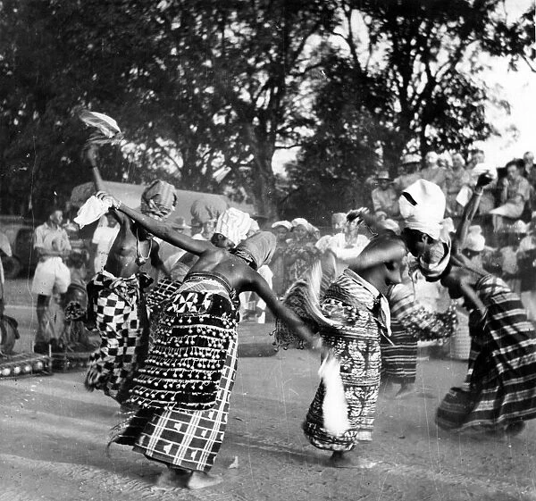 Girls from the Susu tribe in northern Sierra Leone and French Guinea dancing in Freetown