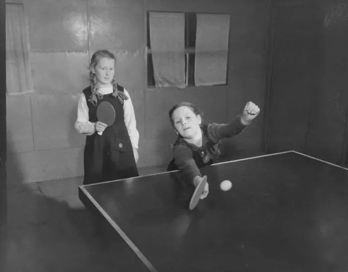 Framed Print : Girls Table Tennis contest at West Bromwich, Shows Josie Scollock (11 Framed Print : Girls Table Tennis contest at West Bromwich, Shows Josie Scollock (11