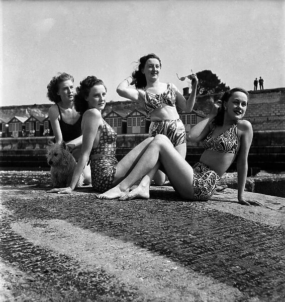 Girls at West Bay in Westgate on Sea Kent during Easter holidays. April 1949 O17874