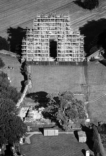 Gisborough Priory covered in scaffolding. 16th September 1986