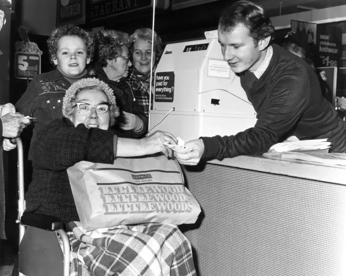 Framed Print : Gladys Davies, 73 from Wallasey, guided by her 10 year old grandson Michael