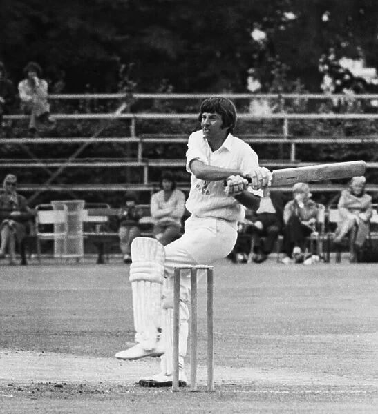 Glamorgans batsman Roger Davis hits a ball against Warwickshire at Sophia Gardens