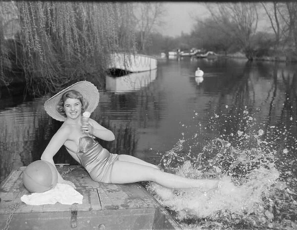 Glamour Girl in punt Wendy Underhill of Palmers Green DM Picture Spread about