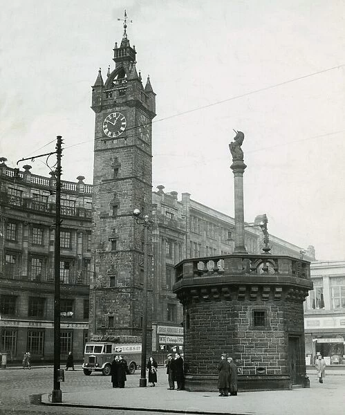 Glasgow Cross with Tolbooth Steeple and Trongate 1952 High Street