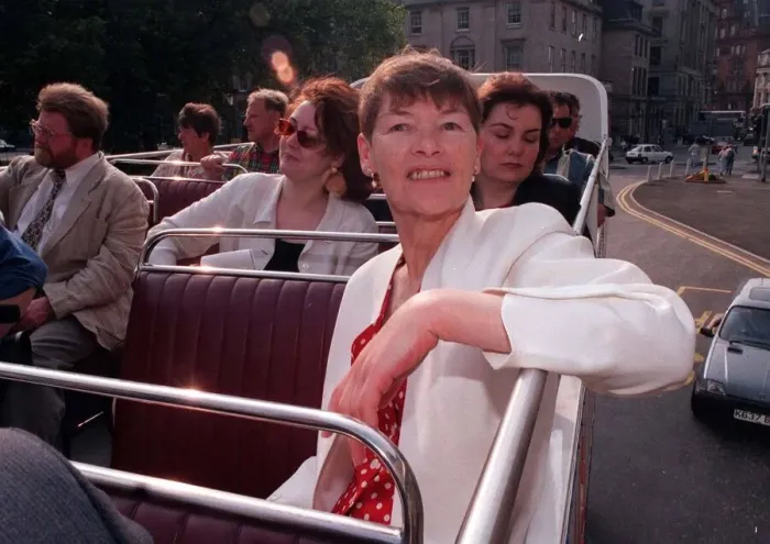 Framed Print : Glenda Jackson MP takes a trip on one of Edinburghs tour buses as she starts Framed Print : Glenda Jackson MP takes a trip on one of Edinburghs tour buses as she starts