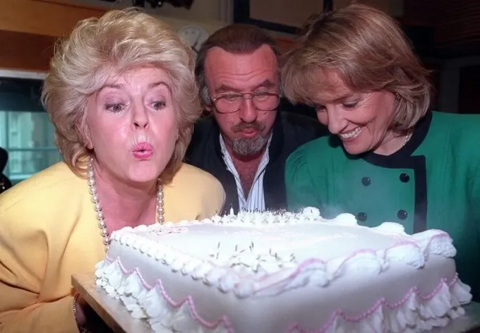 : Gloria Hunniford TV Presenter 50th Birthday suprise 1990 Esther Rantzen arriving : Gloria Hunniford TV Presenter 50th Birthday suprise 1990 Esther Rantzen arriving