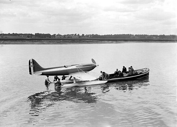 The Gloster Napier powered Supermarine S6 being towed out at Cowes for the 1929 Schneider