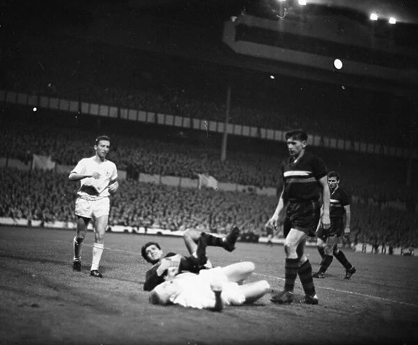 A goal incident during the Tottenham Hotspur v Gornik Zabrze European Cup tie played at