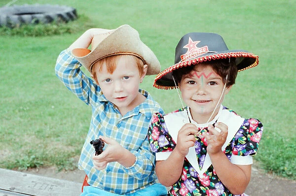 Golcar Nursery school children pictured during a Wild West fund day and barbecue