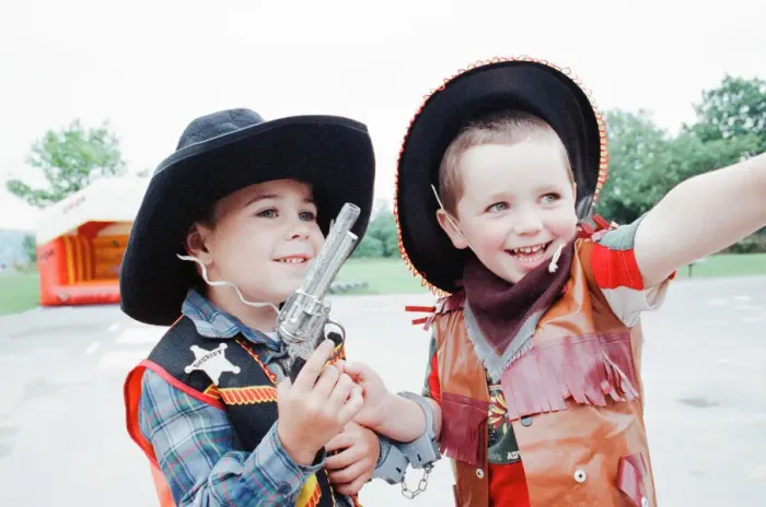 Framed Print : Golcar Nursery school children pictured during a Wild West fund day and barbecue