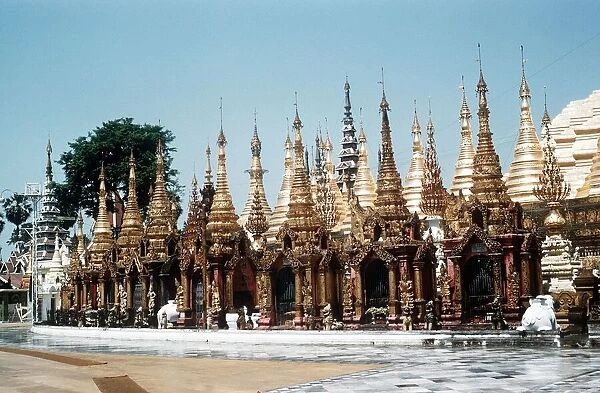 The Golden Pagodas near Shwe Dagon Pagoda Rangoon Burma