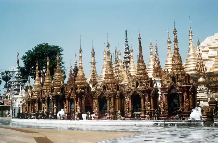 Framed Print : The Golden Pagodas near Shwe Dagon Pagoda Rangoon Burma Framed Print : The Golden Pagodas near Shwe Dagon Pagoda Rangoon Burma