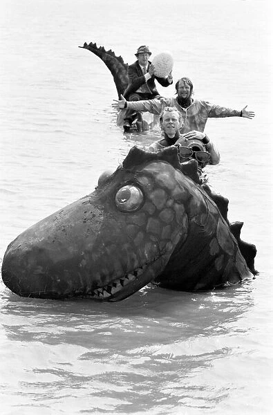 The Goodies, filming of The Loch Ness Monster, on the Lido at Ruislip