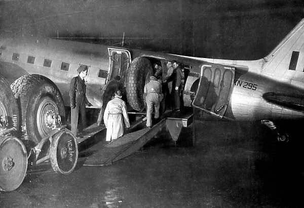 Goods loaded onto a British aircraft for the Berlin Air Lift during the Russian blockade