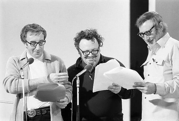 Goons alias Spike Milligan Peter Sellers and Harry Secombe during recording of new