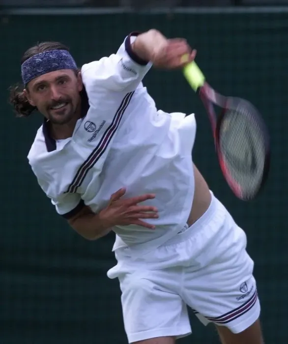 Framed Print : Goran Ivanisevic on centre court in his first round mens single Framed Print : Goran Ivanisevic on centre court in his first round mens single
