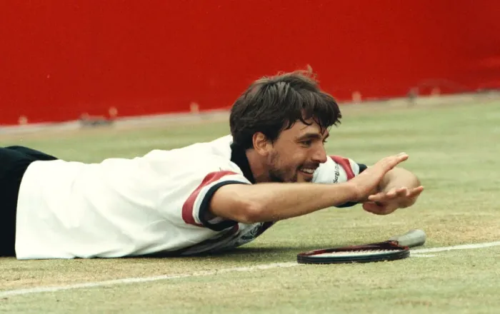 Framed Print : Goran Ivanisevic swims to victory over Greg Rusedski in the Stella Artois Tennis