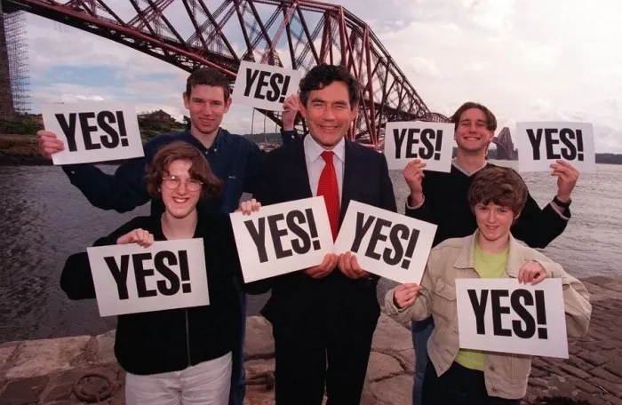 Framed Print : Gordon Brown MP Yes Yes vote September 1997 Scottish Referendum Parliament Assembly vote