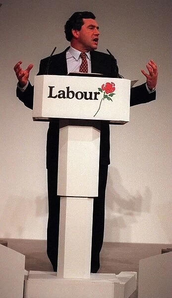 Gordon Brown shadow chancellor speaking on the economy at the Labour Party Conference in