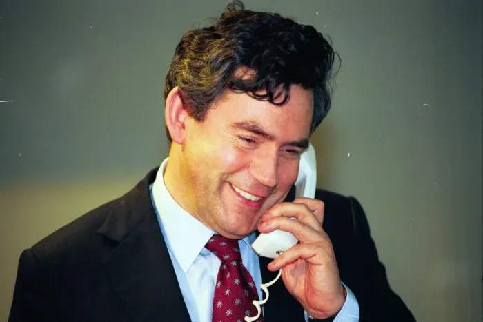 Framed Print : Gordon Brown who visited the Sage software company today