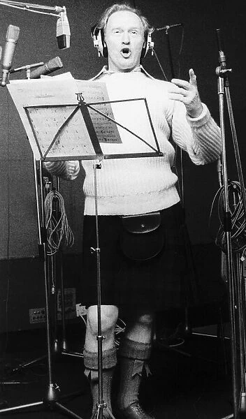 Gordon Jackson actor in studio 1974 recording Scottish World Cup song Look out