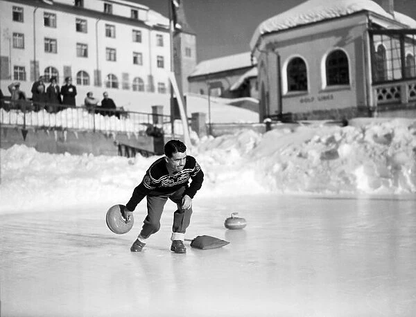 Gordon Richards competes in Curling Championship at St. Moritz. 18th January 1950