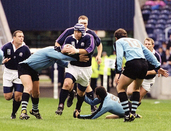 Gordon Simpson has ball for Scotland October 1999 in rugby world cup match against