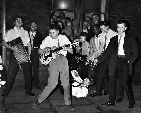 Gorton Skiffle Group performing. November 1957