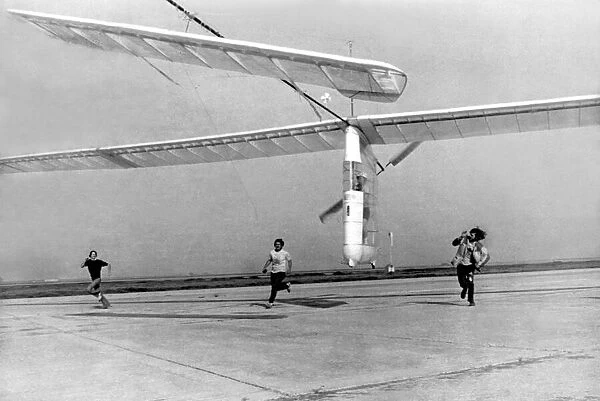 The Gossamer Albatross human-powered aircraft built by American aeronautical engineer Dr