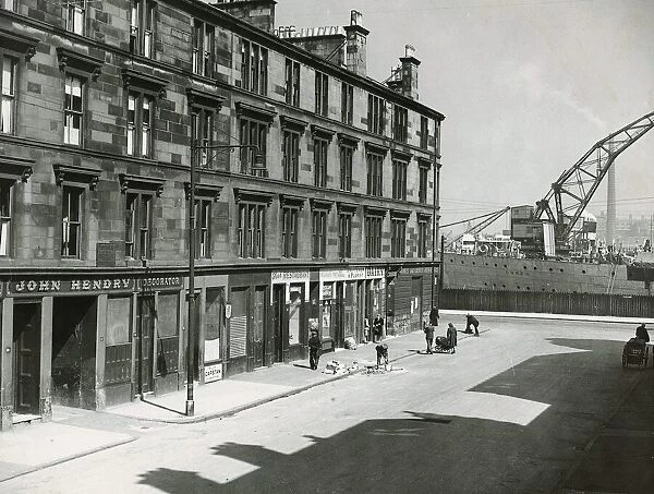 The Govan Road end of Copland Road with the dock in the background 1948