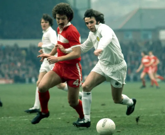 Framed Print : Graeme Souness of Liverpool seen here in action against Frank Gray of Leeds United Framed Print : Graeme Souness of Liverpool seen here in action against Frank Gray of Leeds United