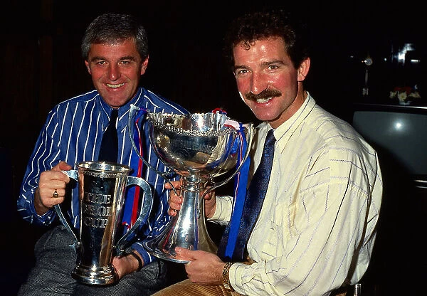 Graeme Souness & Walter Smith with the League Cup Trophy and Skol Trophy in October 1987