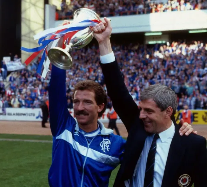 Framed Print : Graeme Souness & Walter Smith with trophy May 1987 Framed Print : Graeme Souness & Walter Smith with trophy May 1987