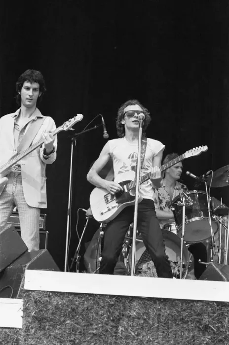 Framed Print : Graham Parker and The Rumour seen here performing on stage at The Picnic pop concert