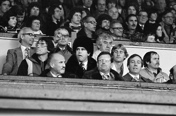 Graham Taylor and Elton John watching the Watford v Gillingham football match