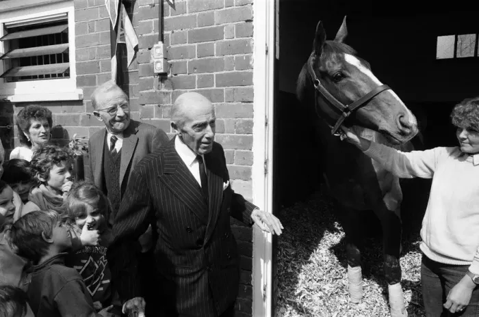 Framed Print : Grand National Winner, Maori Venture and owner Jim Joel Framed Print : Grand National Winner, Maori Venture and owner Jim Joel