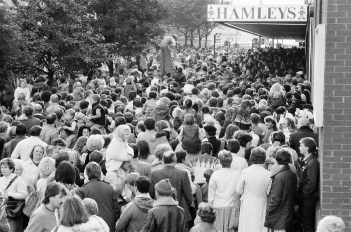 Framed Print : Grand opening of Hamleys Toy Shop, Bull Street, Birmingham, 12th October 1985 Framed Print : Grand opening of Hamleys Toy Shop, Bull Street, Birmingham, 12th October 1985